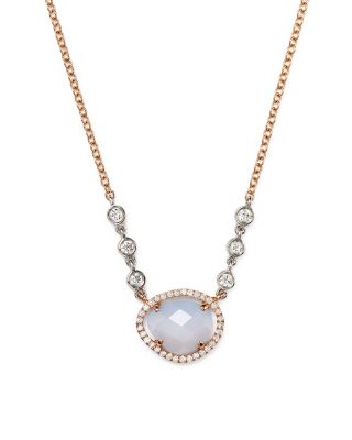 Meira T 14K Rose & White Gold Chalcedony Necklace with Diamonds, 16