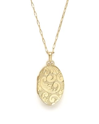 Monica Rich Kosann 18K Yellow Gold Oval Floral Two Photo Locket Necklace, 30