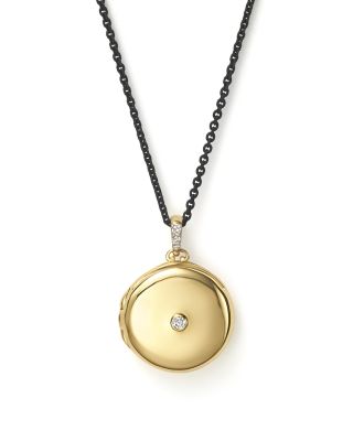 Monica Rich Kosann 18K Yellow Gold Round Locket Necklace with Diamonds, 30