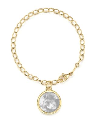 Monica Rich Kosann 18K Yellow Gold Oval Chain Hammered Charm Bracelet