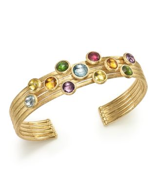 Marco Bicego 18K Yellow Gold Jaipur Five Band Mixed Semi-Precious Gemstone Cuff Bracelet