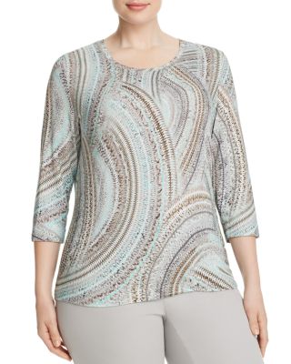 BASLER PLUS Sand Print Blouse