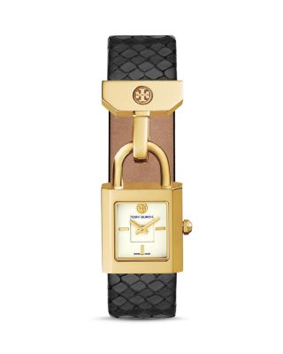 Tory Burch Surrey Snakeskin Strap Watch, 21mm