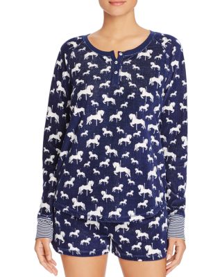 PJ Salvage Carousel Horse Print Thermal Knit Top & Shorts