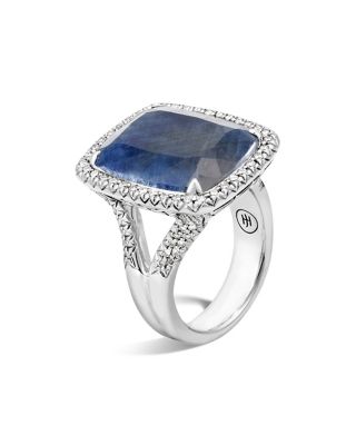 John Hardy Sterling Silver Classic Chain Magic Cut Sapphire Ring with Diamonds