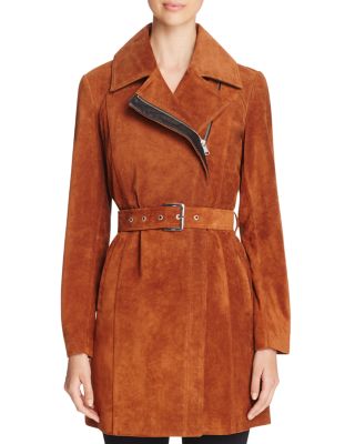 Andrew Marc Belted Suede Trench Coat