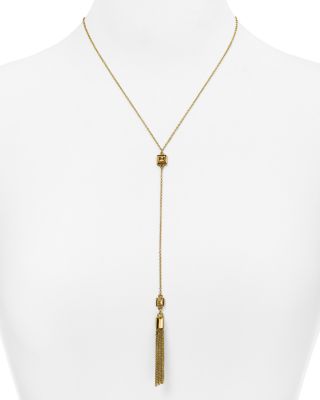 Rebecca Minkoff Stud Fringe Y Necklace, 18