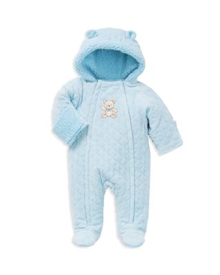 Little Me Infant Boys' Diamond Quilted Velour Bear Pram Suit - Sizes 3/6-6/9