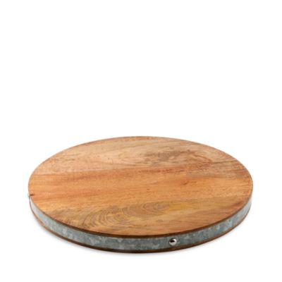 Thirstystone Large Round Wood Board with Galvanized Band