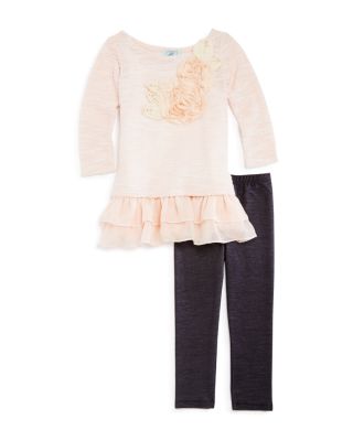 Pippa & Julie Infant Girls' Three Piece Terry Top, Ruffled Tank & Leggings Set - Sizes 12-24 Months