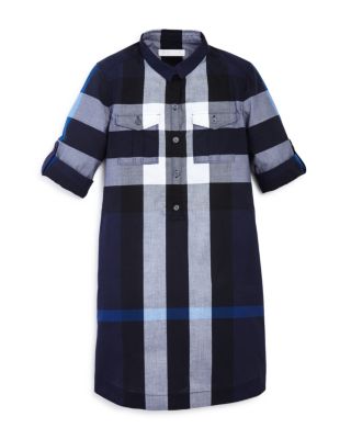 Burberry Girls' Checked Button Front Dress - Sizes 4-14