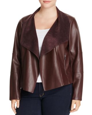 Bagatelle Plus Draped Faux Leather Jacket