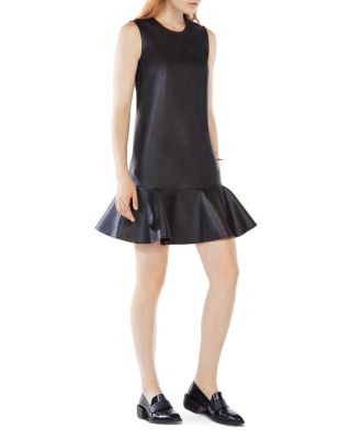 BCBGMAXAZRIA Sheridan Faux Leather Flounced Dress