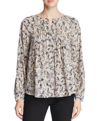 B Collection by Bobeau Sandra Pleated Abstract Print Blouse