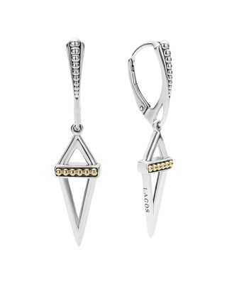 LAGOS 18K Gold and Sterling Silver Pyramid Drop Earrings