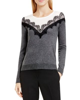 VINCE CAMUTO Lace Trim Color Block Sweater