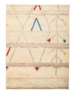 Solo Rugs Moroccan Area Rug - Beige Botanical, 5'1