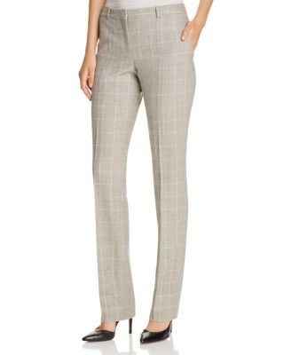 BOSS Titana Windowpane Straight Wool Pants