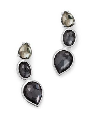 IPPOLITA Sterling Silver Rock Candy® Three Stone Doublet Earrings in Black Tie 