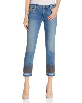 True Religion Cora Cropped Straight Leg Jeans in Gypset Blue Embellished