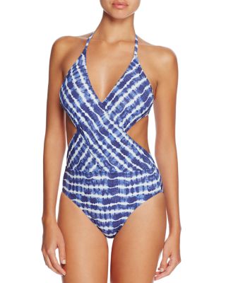 Tory Burch Ziggy Tie Dye Wrap Front One Piece Swimsuit