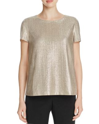 Lafayette 148 New York Metallic Crewneck Top