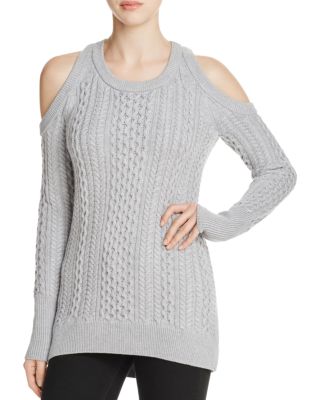 MICHAEL Michael Kors Cold-Shoulder Cable-Knit Sweater