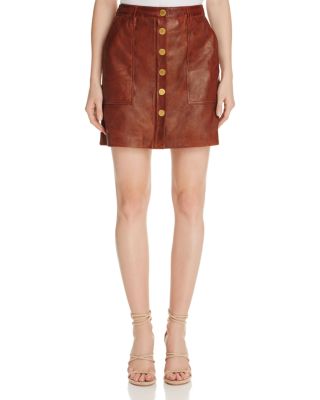 MICHAEL Michael Kors Button-Front Leather Skirt