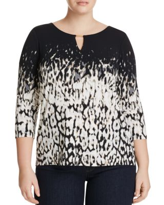 Calvin Klein Plus Keyhole Animal Print Top