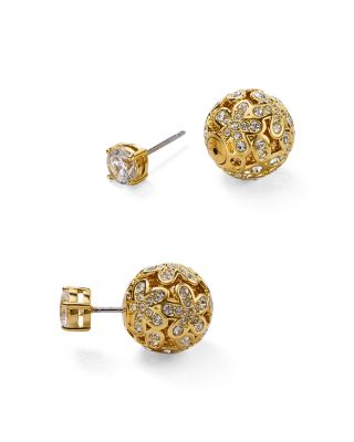 Nadri Flower Ball Front-Back Earrings