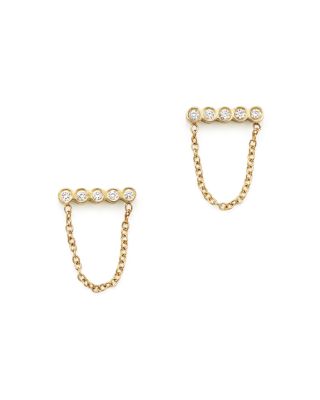 Zoë Chicco 14K Yellow Gold Draped Bezel Diamond Bar Studs