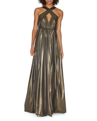 HALSTON HERITAGE Metallic Keyhole Gown