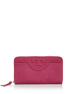 Tory Burch Fleming Zip Snake-Embossed Leather Continental Wallet