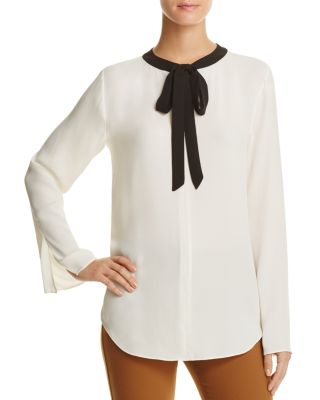 Theory Kimry Tie-Neck Silk Top - 100% Bloomingdale's Exclusive