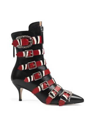 GUCCI Susan Serpent Booties,1812361BLACK/RED