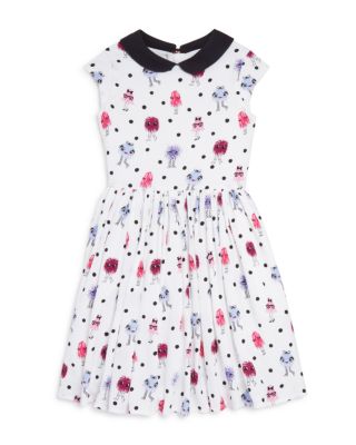 kate spade new york Girls' Monster Print Pebble Crepe Dress -Sizes 2-6