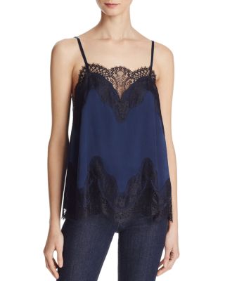 Alice and Olivia Sondra Lace-Trimmed Silk Camisole Top