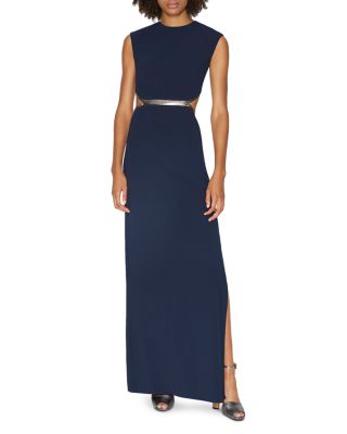 HALSTON HERITAGE Metallic-Trim Cutout Gown