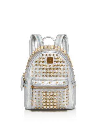 MCM Stark Faux-Pearl Stud Mini Leather Backpack 