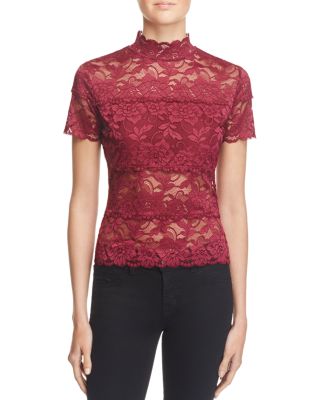 GUESS Shayna Mock Neck Lace Top