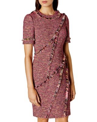 KAREN MILLEN Tweed Fringe Dress