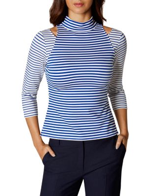 KAREN MILLEN Cutout Striped Top