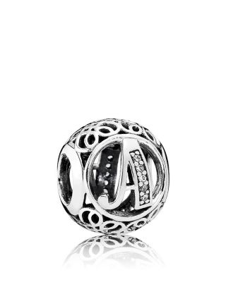 PANDORA Charm - Sterling Silver & Cubic Zirconia Initial, Moments Collection