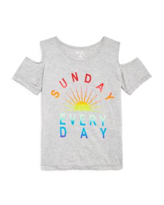 Flowers by Zoe Girls' Sunday Every Day Cold Shoulder Tee - Sizes S-XL