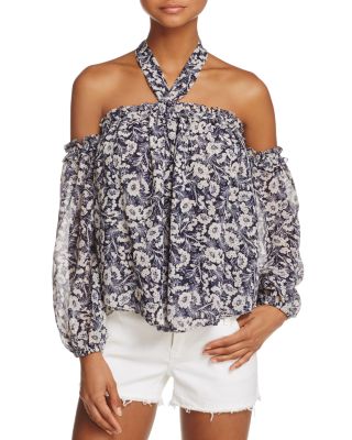 Misa Lively Cold-shoulder Top In Dark Floral
