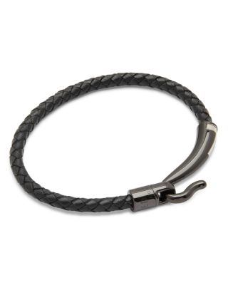 TED BAKER CHEWER CLASP WOVEN LEATHER BRACELET,DA7MGG19CHEWER00-BLA