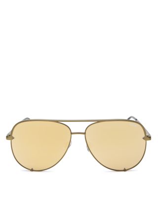 QUAY WOMEN'S HIGH KEY MIRRORED AVIATOR SUNGLASSES, 56MM,QC-000142-GRN GLD