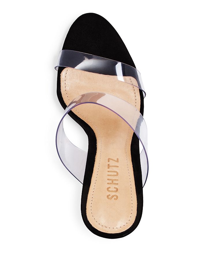 Schutz lucite strap suede sandals store