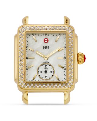 MICHELE Deco 16 Diamond Gold Watch Head, 29 x 31mm