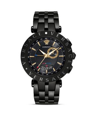 Versace Versace V-Race GMT Alarm Stainless Steel and Black PVD Watch, 46mm